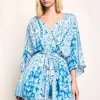 Waitlist 5/14 ♥ Jacie Kimono Sleeve Abstract Print Romper Blue