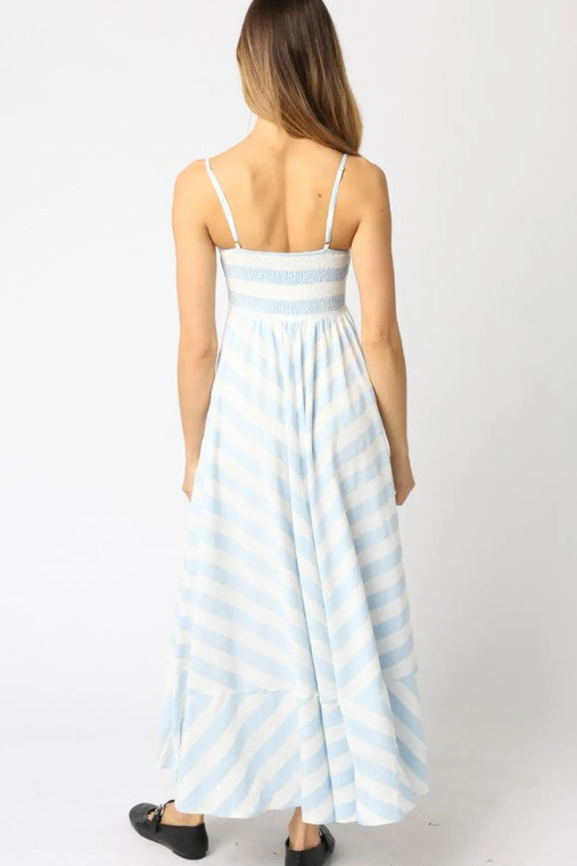 Waitlist 5/5 ♥ Janney Sleeveless Stripe Print Maxi Dress Blue