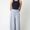 Waitlist 5/5 ♥ Jessa High Waist Stripe Print Wide Leg Linen Pants Blue