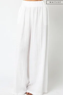 Waitlist 5/5 ♥ Jessie High Waist Woven Wide Leg Pants White