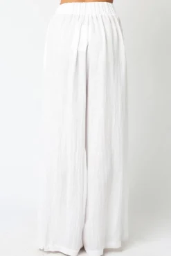 Waitlist 5/5 ♥ Jessie High Waist Woven Wide Leg Pants White