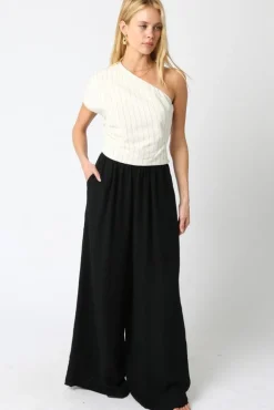 Waitlist 5/5 ♥ Jessie High Waist Woven Wide Leg Pants Black