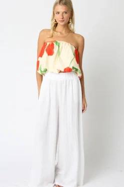 Waitlist 5/5 ♥ Jessie High Waist Woven Wide Leg Pants White