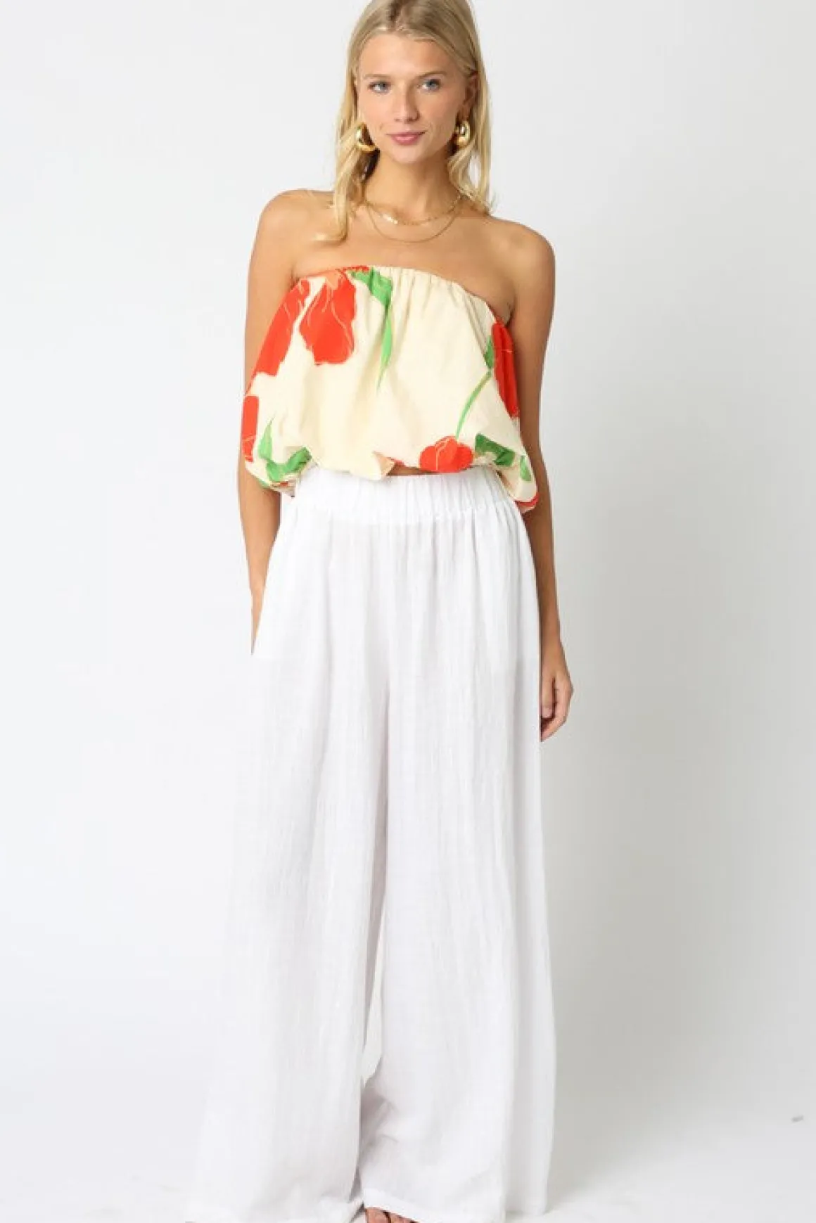 Waitlist 5/5 ♥ Jessie High Waist Woven Wide Leg Pants White