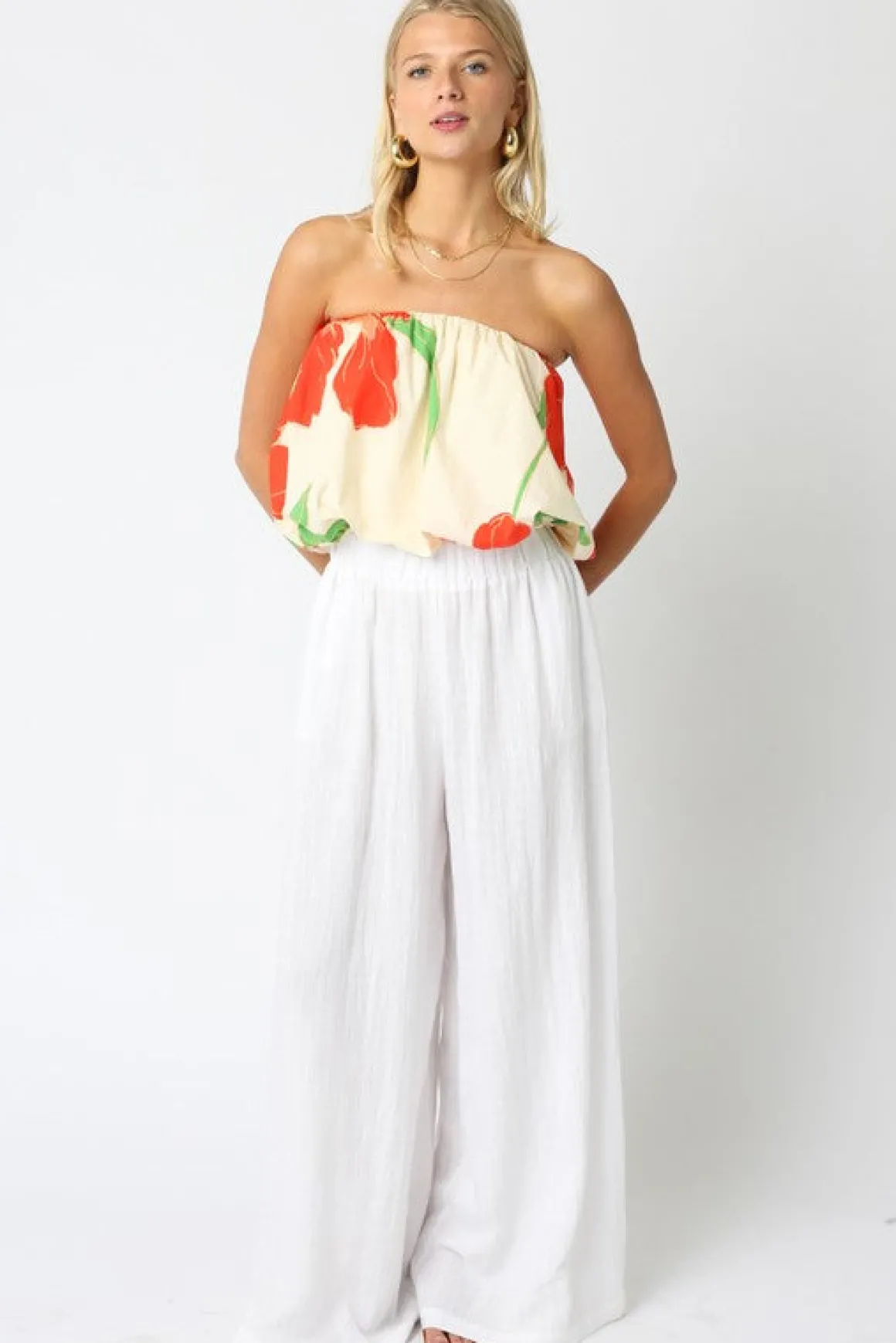 Waitlist 5/5 ♥ Jessie High Waist Woven Wide Leg Pants White
