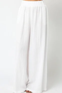 Waitlist 5/5 ♥ Jessie High Waist Woven Wide Leg Pants White