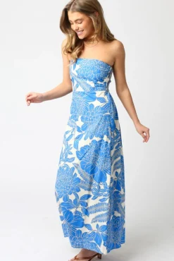 Waitlist 5/5 ♥ Joss Sleeveless Floral Print Maxi Dress Blue