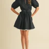 Waitlist 4/25 ♥︎ Julie Short Puff Sleeve Flared Mini Dress Black