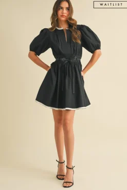 Waitlist 4/25 ♥︎ Julie Short Puff Sleeve Flared Mini Dress Black