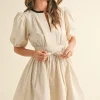 Waitlist 4/25 ♥︎ Julie Short Puff Sleeve Flared Mini Dress Cream