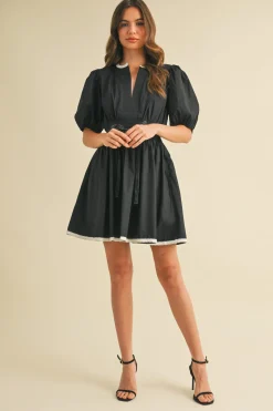 Waitlist 4/25 ♥︎ Julie Short Puff Sleeve Flared Mini Dress Black