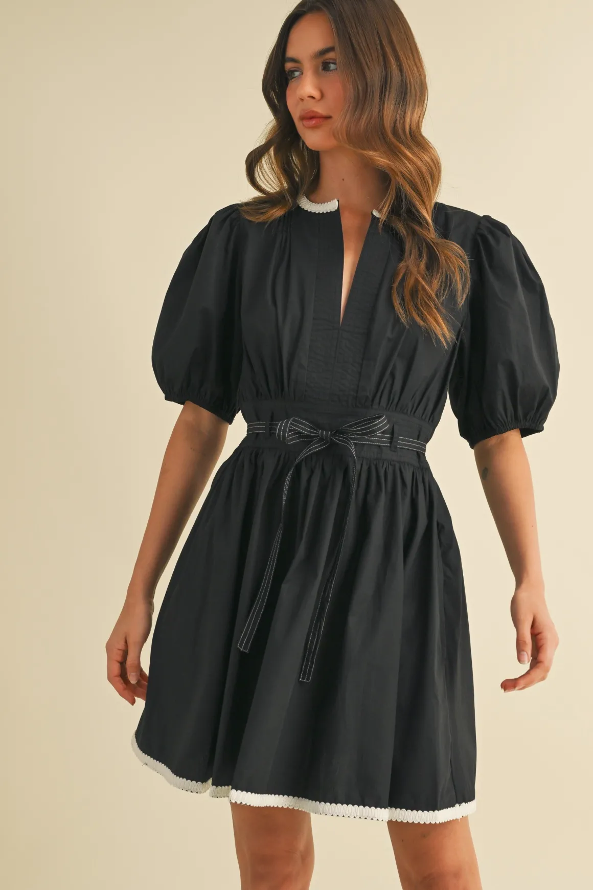 Waitlist 4/25 ♥︎ Julie Short Puff Sleeve Flared Mini Dress Black