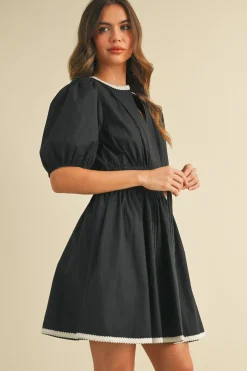 Waitlist 4/25 ♥︎ Julie Short Puff Sleeve Flared Mini Dress Black