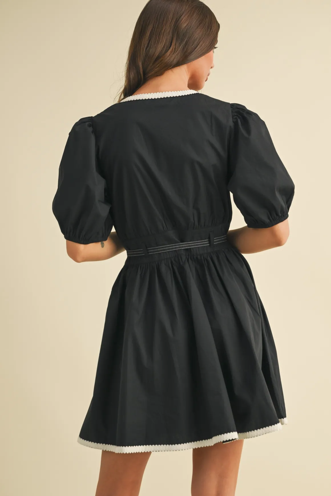 Waitlist 4/25 ♥︎ Julie Short Puff Sleeve Flared Mini Dress Black