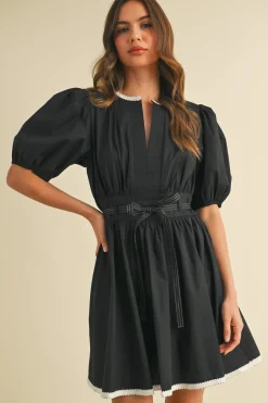 Waitlist 4/25 ♥︎ Julie Short Puff Sleeve Flared Mini Dress Black