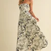 Waitlist 4/23 ♥ Juniper Sleeveless Tropical Print Midi Dress Cream