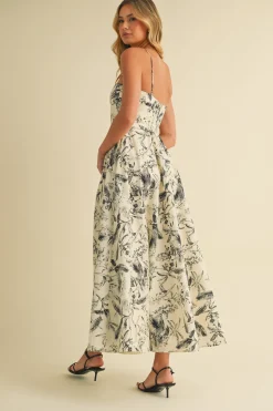 Waitlist 4/23 ♥ Juniper Sleeveless Tropical Print Midi Dress Cream