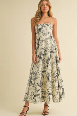 Waitlist 4/23 ♥ Juniper Sleeveless Tropical Print Midi Dress Cream