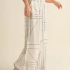 Waitlist 4/20 ♥ Justine High Waist Abstract Print Wide Leg Pants White