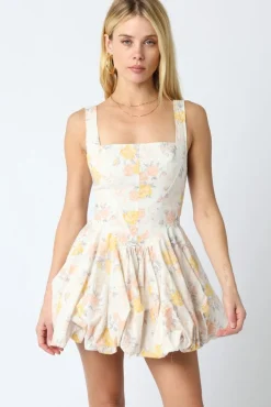 Waitlist 4/20 ♥ Kelsie Sleeveless Floral Print Mini Dress Ivory