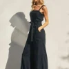 Waitlist 5/28 ♥ Laila Sleeveless Waist Tie Wide Leg Jumpsuit Navy