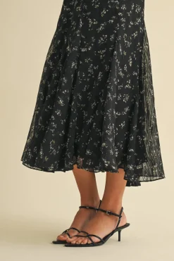 Waitlist 4/25 ♥ Lara Sleeveless Floral Print Midi Dress Black
