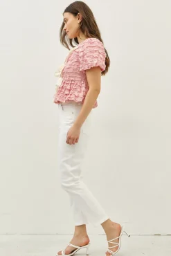 Waitlist 5/10 ♥ Marley Short Sleeve Bow Tie Bubble Babydoll Top Pink