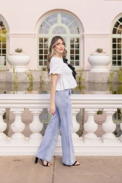 Waitlist 5/10 ♥ Marley Short Sleeve Bow Tie Bubble Babydoll Top White
