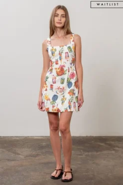 Waitlist 4/15 ♥ Mckenzie Sleeveless Tropical Print Mini Dress Cream