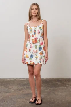 Waitlist 4/15 ♥ Mckenzie Sleeveless Tropical Print Mini Dress Cream