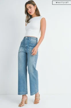 Waitlist 5/15 ♥ Natasha High Rise Utility Cropped Wide Leg Jeans Medium Wash