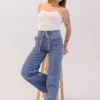 Waitlist 6/20 ♥ Norah High Rise Waist Tie Wide Leg Jeans Medium Wash