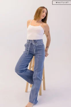 Waitlist 6/20 ♥ Norah High Rise Waist Tie Wide Leg Jeans Medium Wash