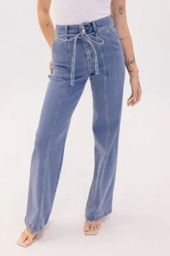 Waitlist 6/20 ♥ Norah High Rise Waist Tie Wide Leg Jeans Medium Wash