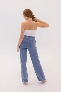Waitlist 6/20 ♥ Norah High Rise Waist Tie Wide Leg Jeans Medium Wash