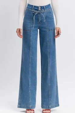 Waitlist 6/20 ♥ Norah High Rise Waist Tie Wide Leg Jeans Medium Wash
