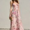 Waitlist 5/28 ♥ Olivia Sleeveless Corset Floral Print Back Tie Maxi Dress Lilac
