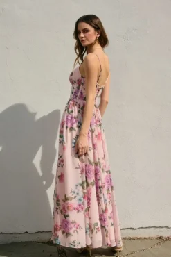 Waitlist 5/28 ♥ Olivia Sleeveless Corset Floral Print Back Tie Maxi Dress Lilac