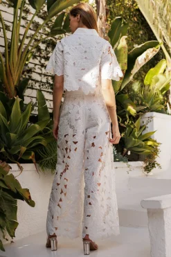Waitlist 4/30 ♥ Piper High Tie Waist Lace Contrast Pants White