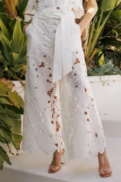 Waitlist 4/30 ♥ Piper High Tie Waist Lace Contrast Pants White