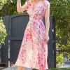 Waitlist 4/30 ♥ Ruth Cap Sleeve Floral Print Zip Up Midi Dress Fuchsia