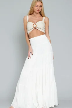 Waitlist 4/30 ♥ Sema Smocked High Waist Maxi Skirt White