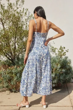 Waitlist 5/28 ♥ Sophia Sleeveless Floral Print Midi Dress Navy