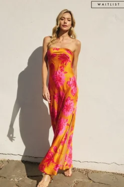 Waitlist 5/20 ♥ Stella Sleeveless Floral Print Maxi Dress Orange