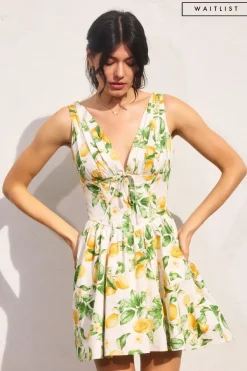 Waitlist 4/30 ♥ Susie Sleeveless Corset Lemon Print Mini Dress Yellow