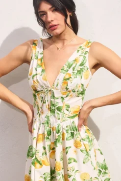 Waitlist 4/30 ♥ Susie Sleeveless Corset Lemon Print Mini Dress Yellow