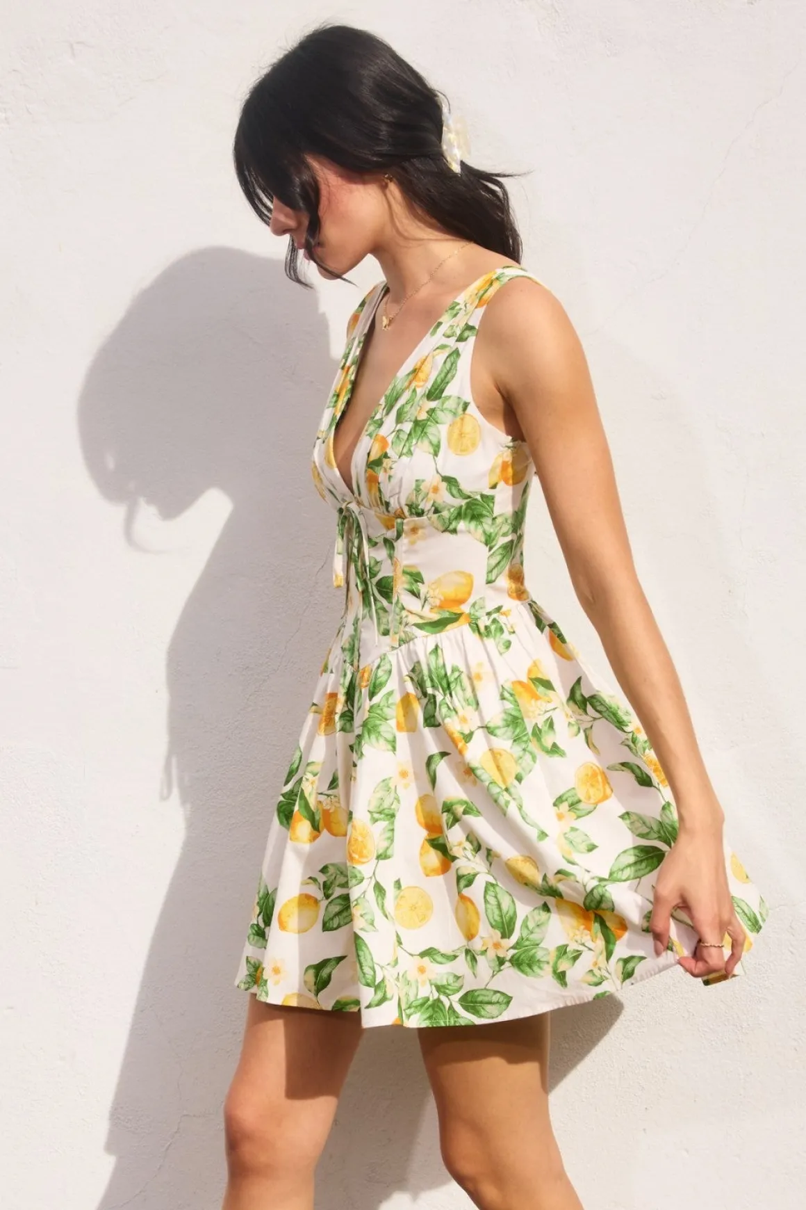 Waitlist 4/30 ♥ Susie Sleeveless Corset Lemon Print Mini Dress Yellow