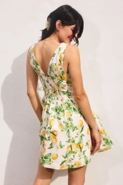 Waitlist 4/30 ♥ Susie Sleeveless Corset Lemon Print Mini Dress Yellow