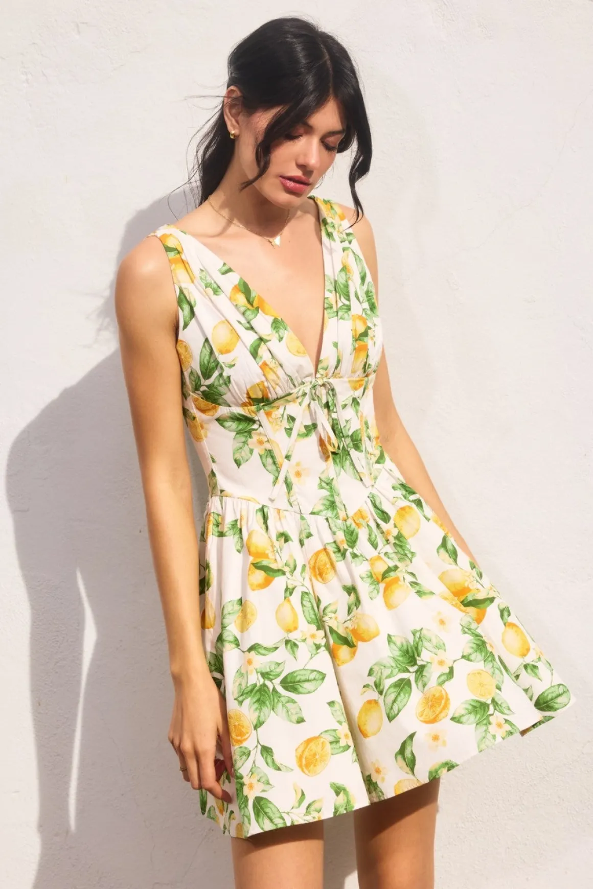 Waitlist 4/30 ♥ Susie Sleeveless Corset Lemon Print Mini Dress Yellow