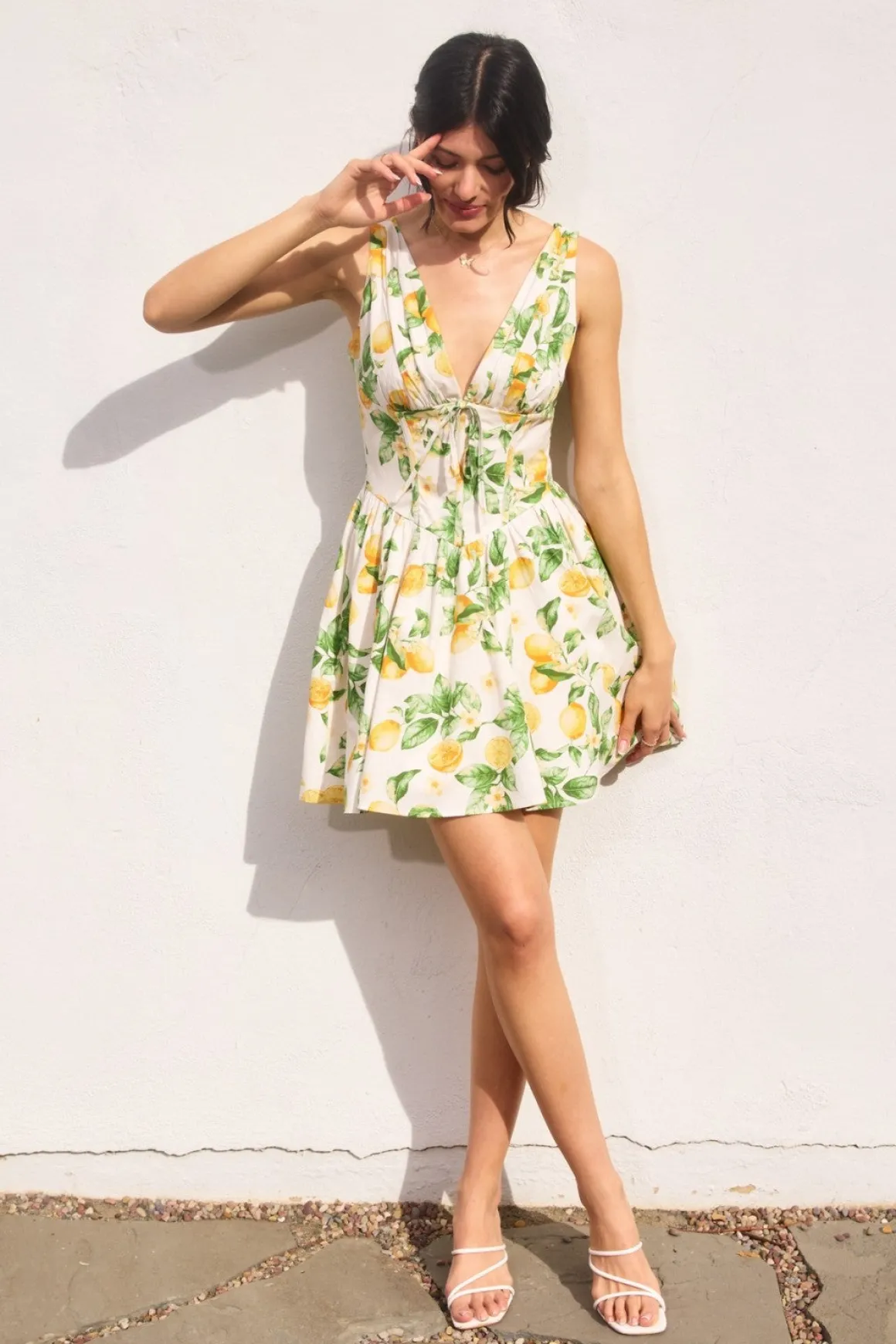 Waitlist 4/30 ♥ Susie Sleeveless Corset Lemon Print Mini Dress Yellow